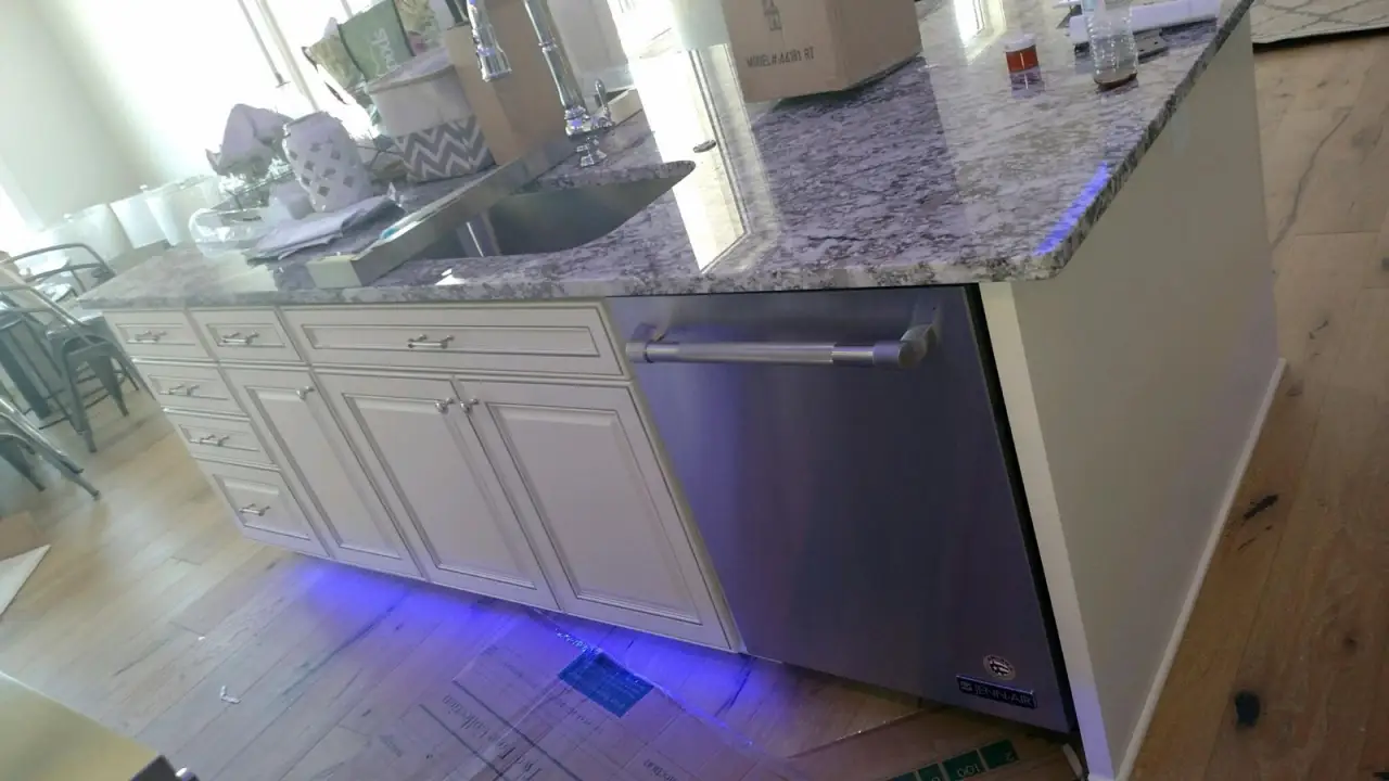 Blue LED under a kitchen island