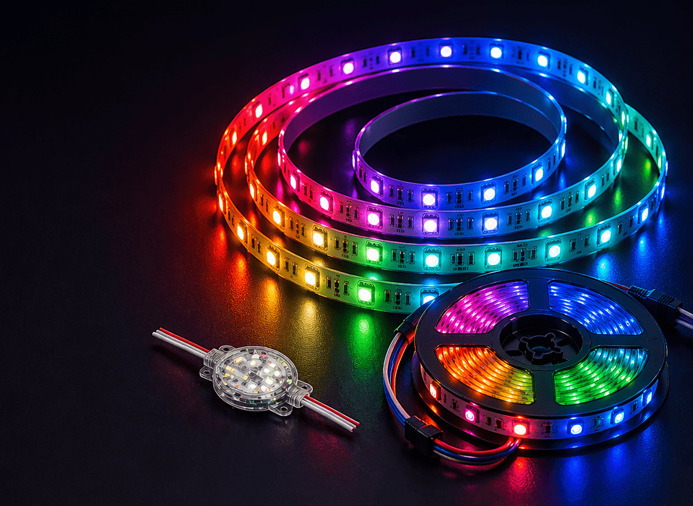 RGB LED strip lighting kit with remote control