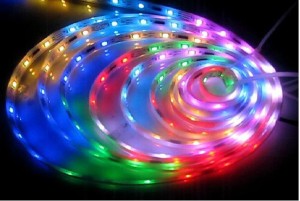 Color-changing RGB LED light swirl effect in multiple vibrant colors